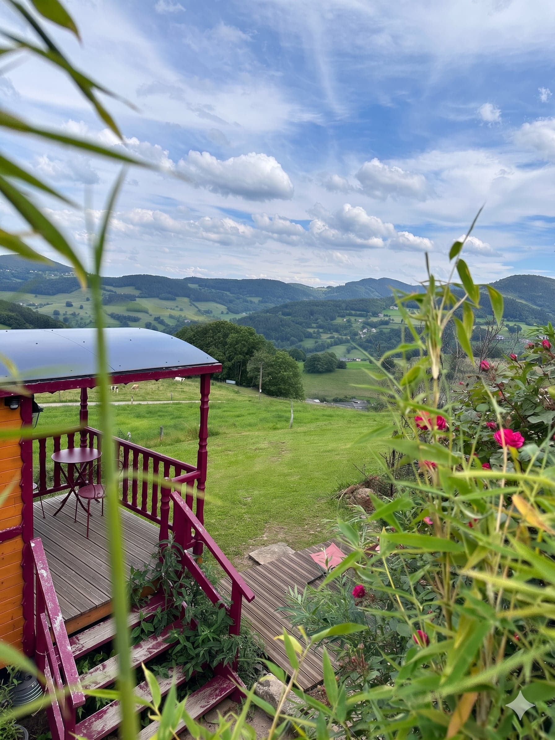 Vue sur les Vosges depuis la ferme à Orbey, Pays Welche